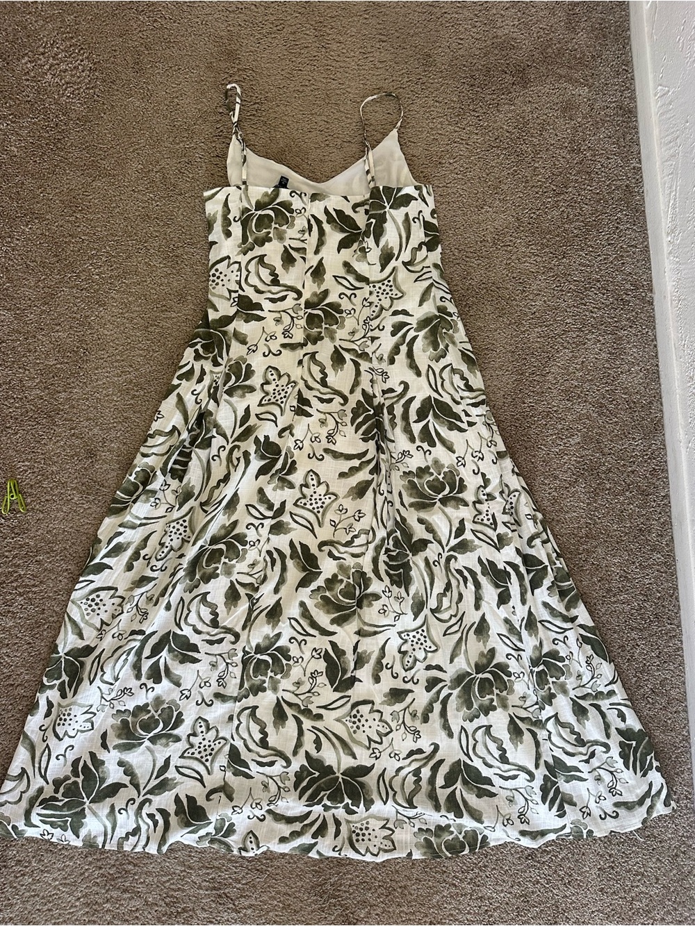 MSK Olive Green and Cream Floral Maxi Dress - Picture 4 of 6